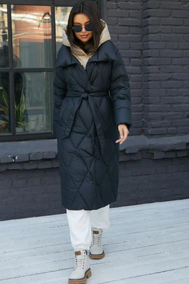 Красивый пуховик oversize черный